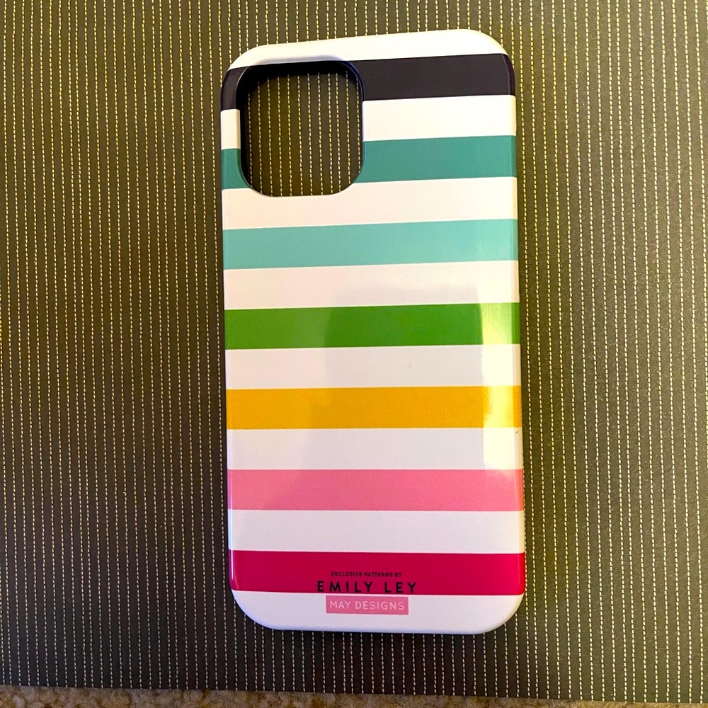 Emily Ley cell phone cases IPhone 12, floral and thick striped. Both cases 30$